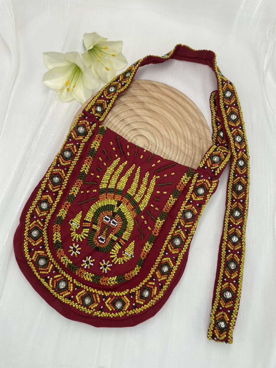 紅No.2-珠繡肩背包寬22深24長120