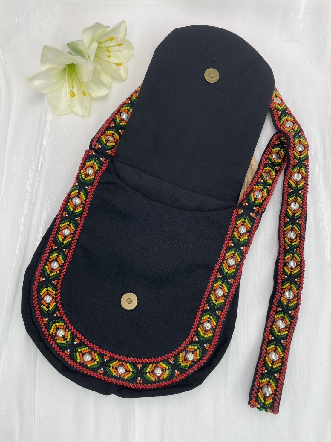 黑No.1-珠繡肩背包寬22深24長120