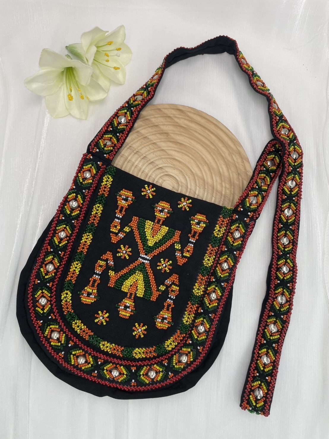 黑No.1-珠繡肩背包寬22深24長120