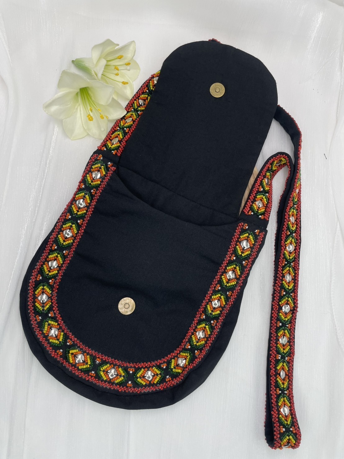 黑No.10-珠繡肩背包寬22深24長120