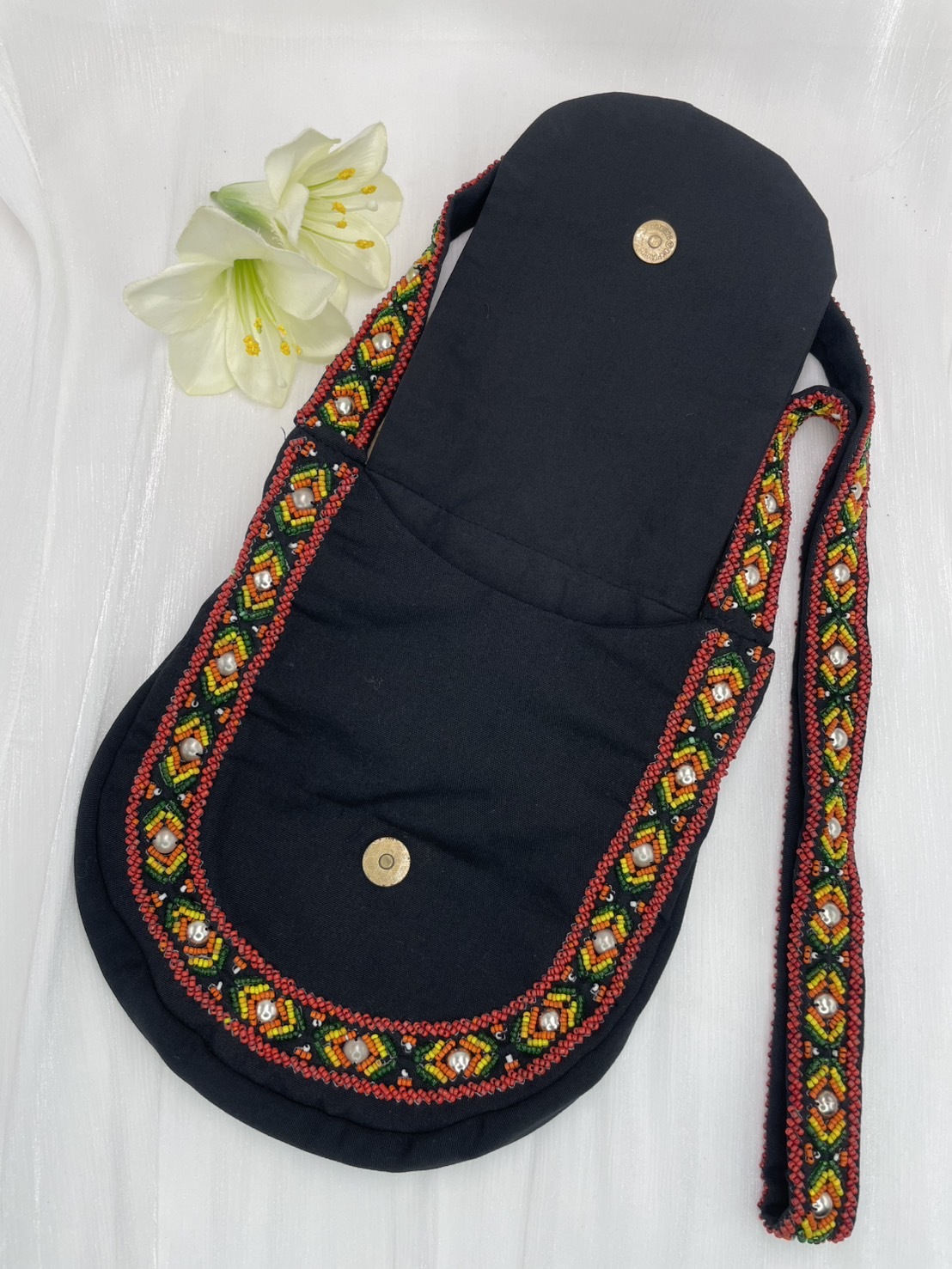 黑No.16-珠繡肩背包寬22深24長120