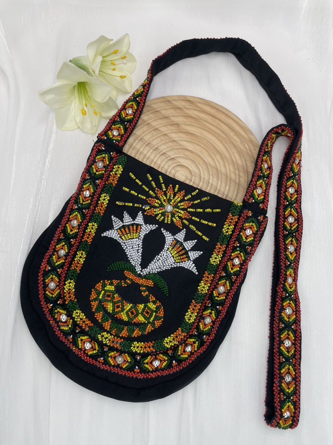 黑No.16-珠繡肩背包寬22深24長120