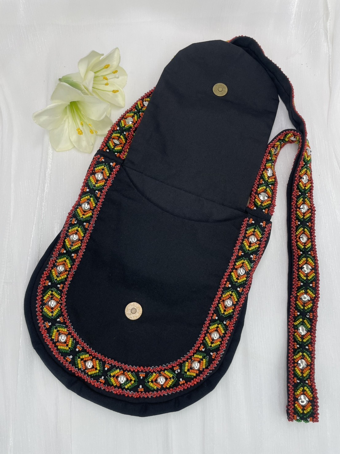 黑No.13-珠繡肩背包寬22深24長120