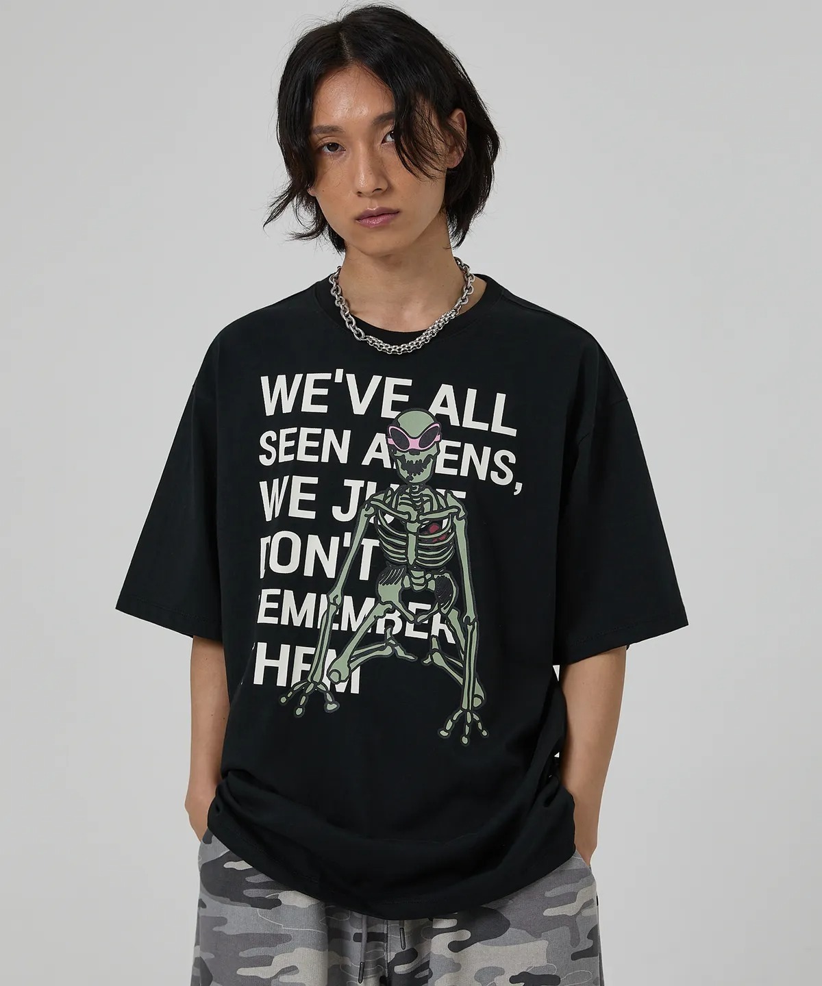 HOODHOOD Skull Alien Half Sleeve T-Shirt