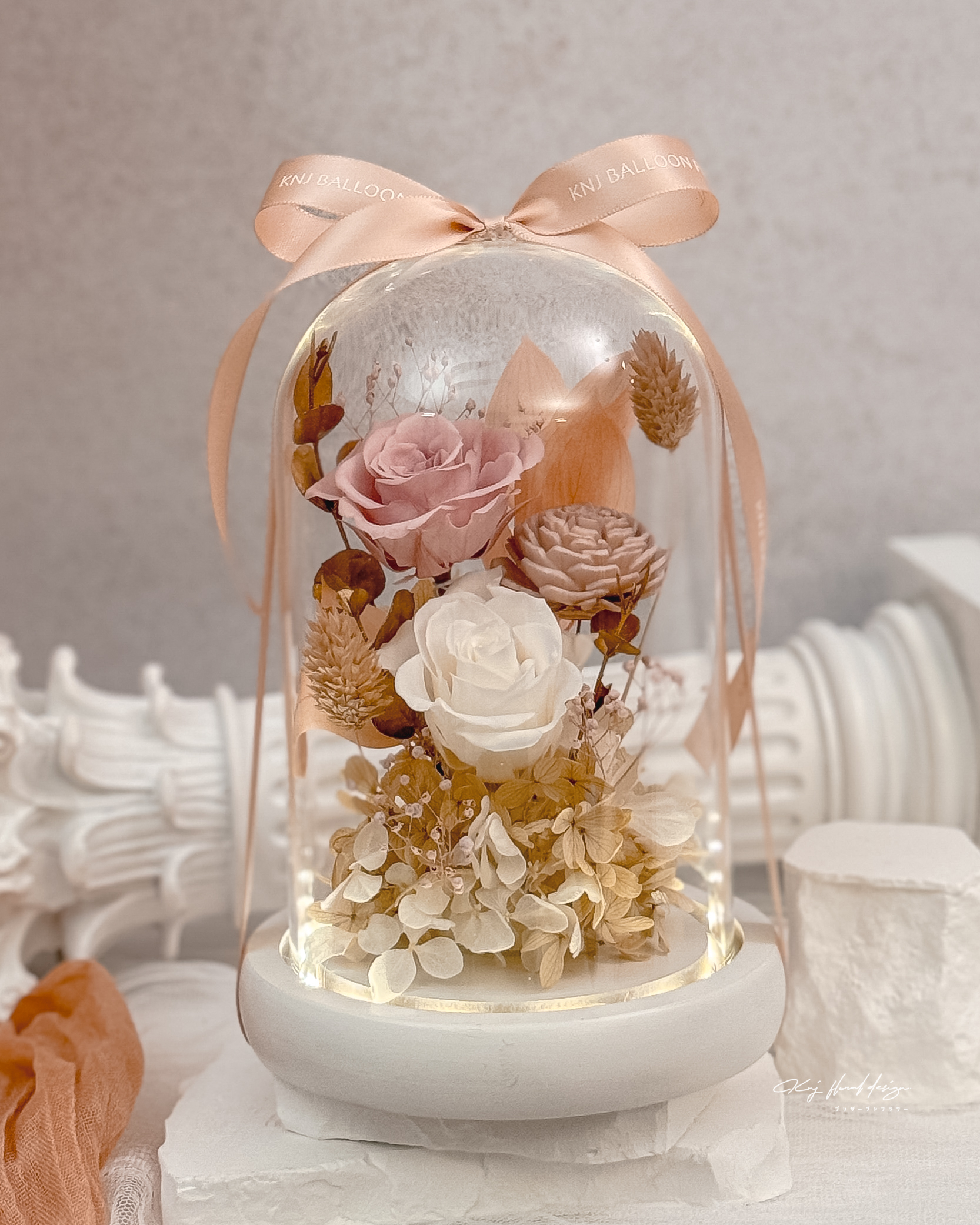 朦朧粉金・永生玻璃花盅