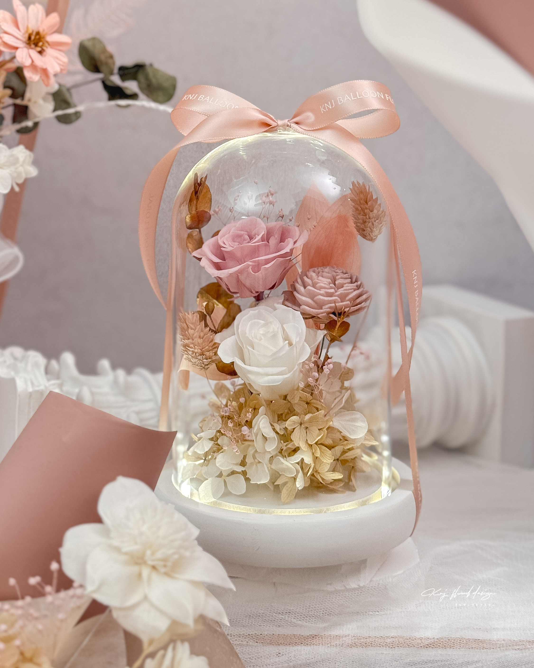 朦朧粉金・永生玻璃花盅