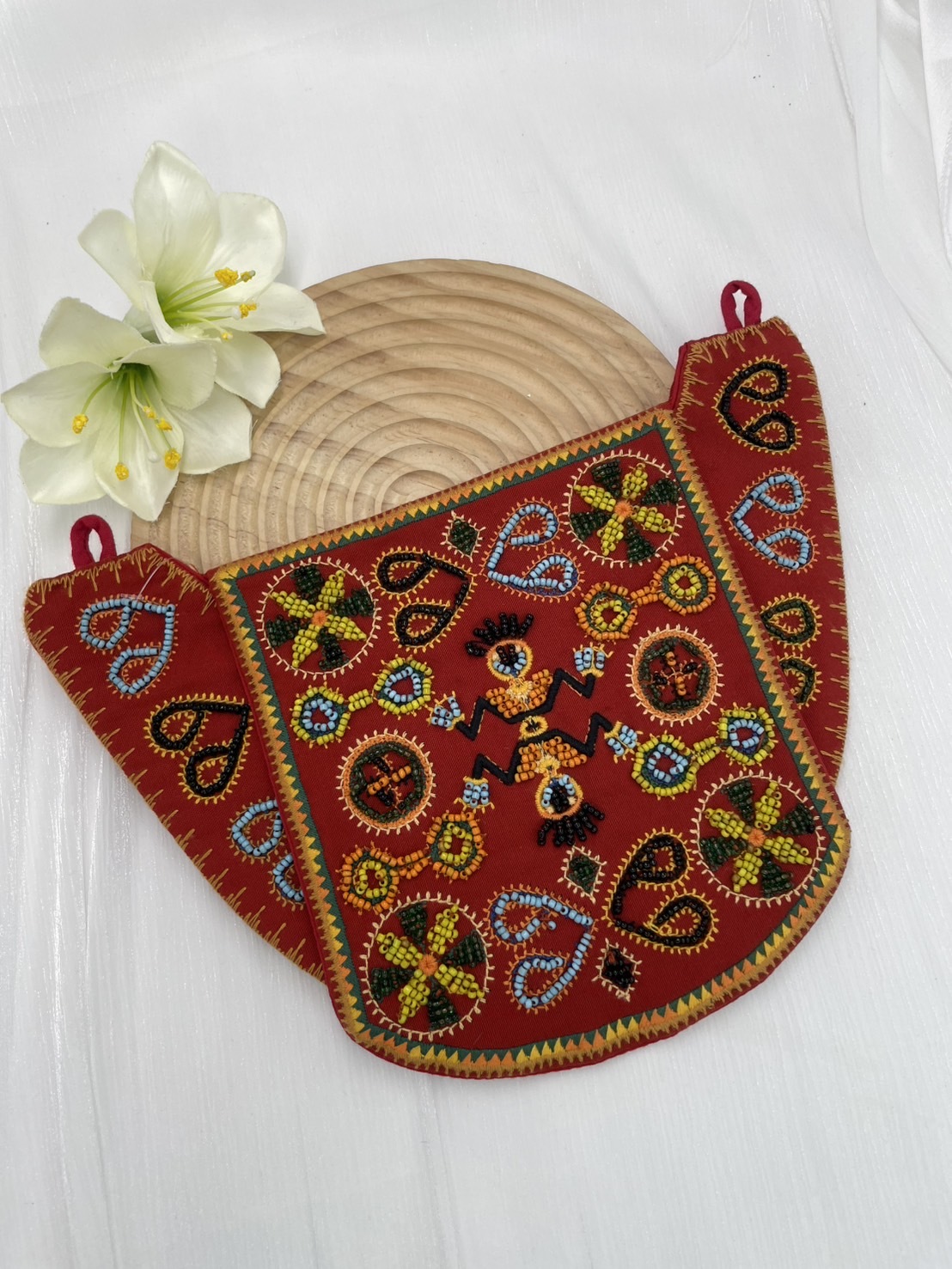 No.12手工珠繡圖騰包深16.5上寬28下寬16.5