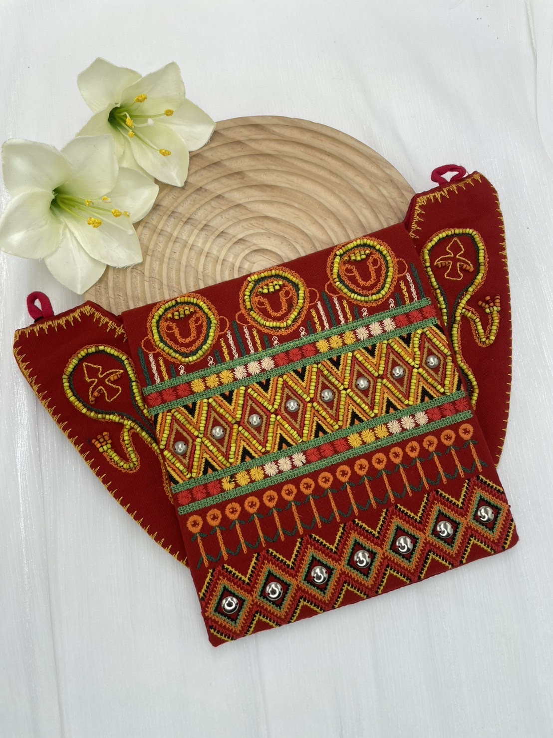 No.1手工珠繡刀冰圖騰包-深16.5上寬28下寬約16.5