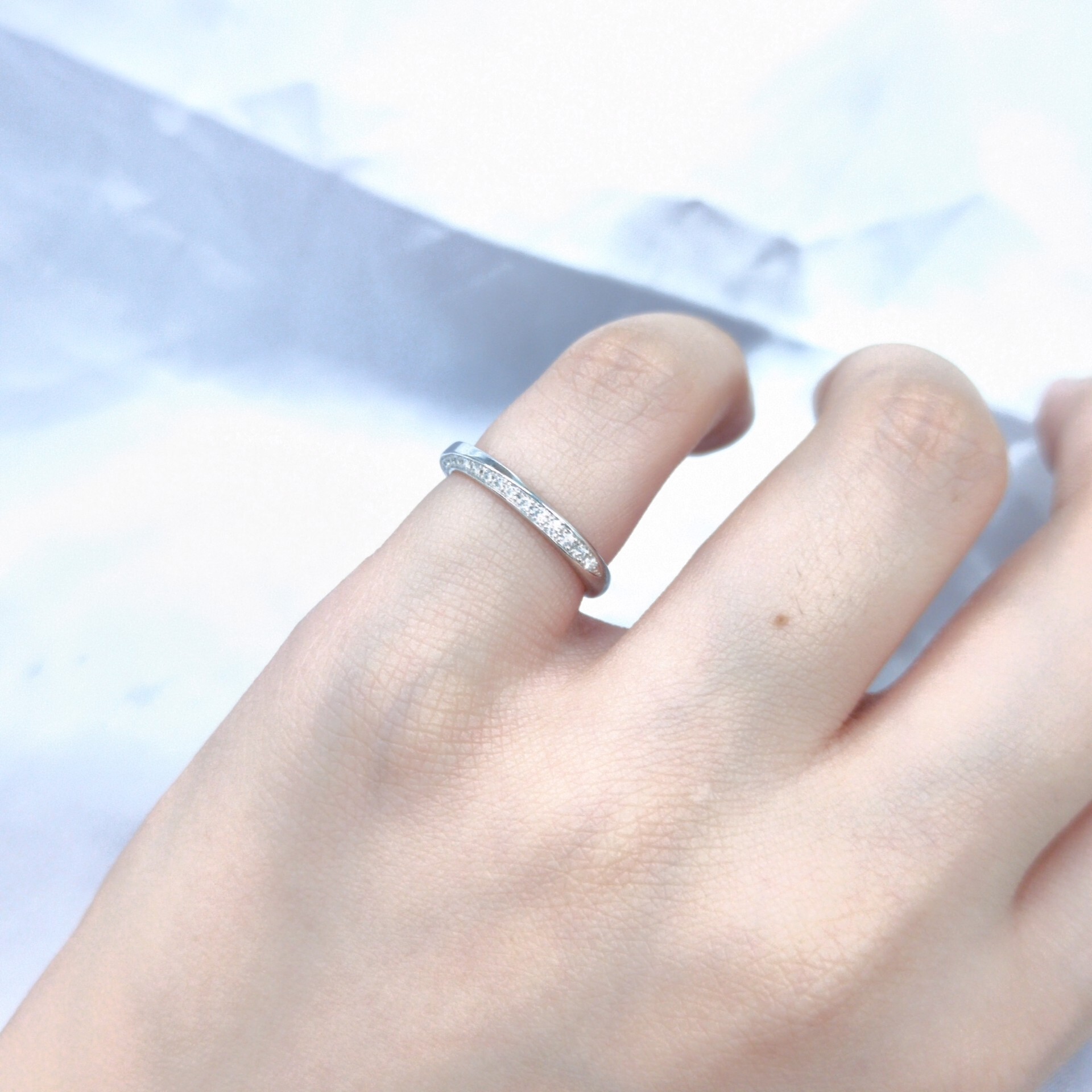 PT950 White Gold 0.06ct Diamond Ring