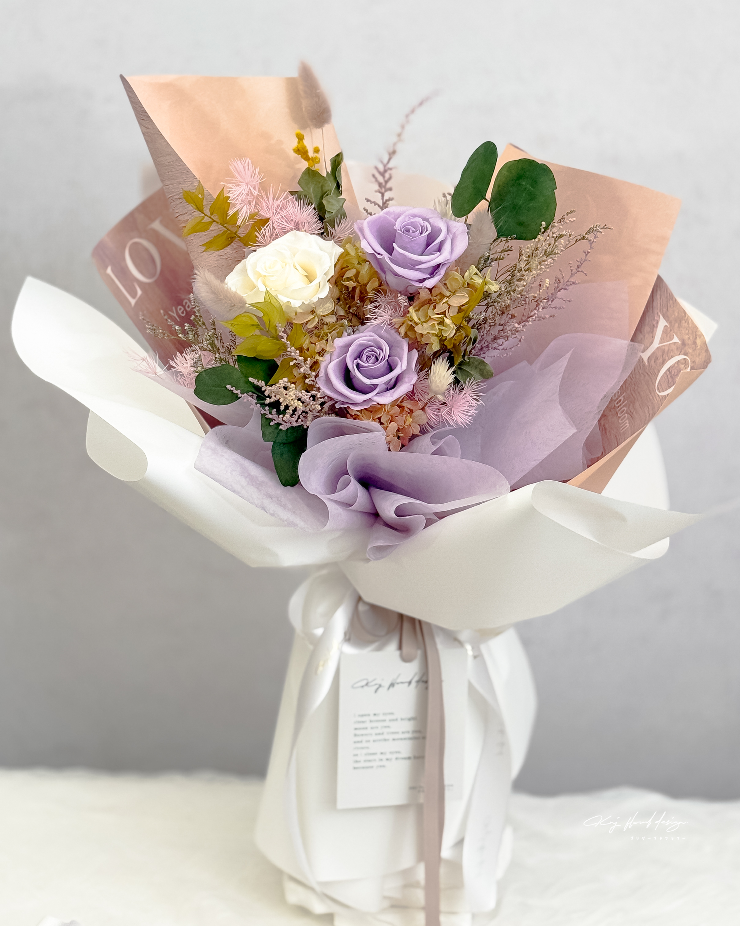 暮光薰影・三朵永生玫瑰花束