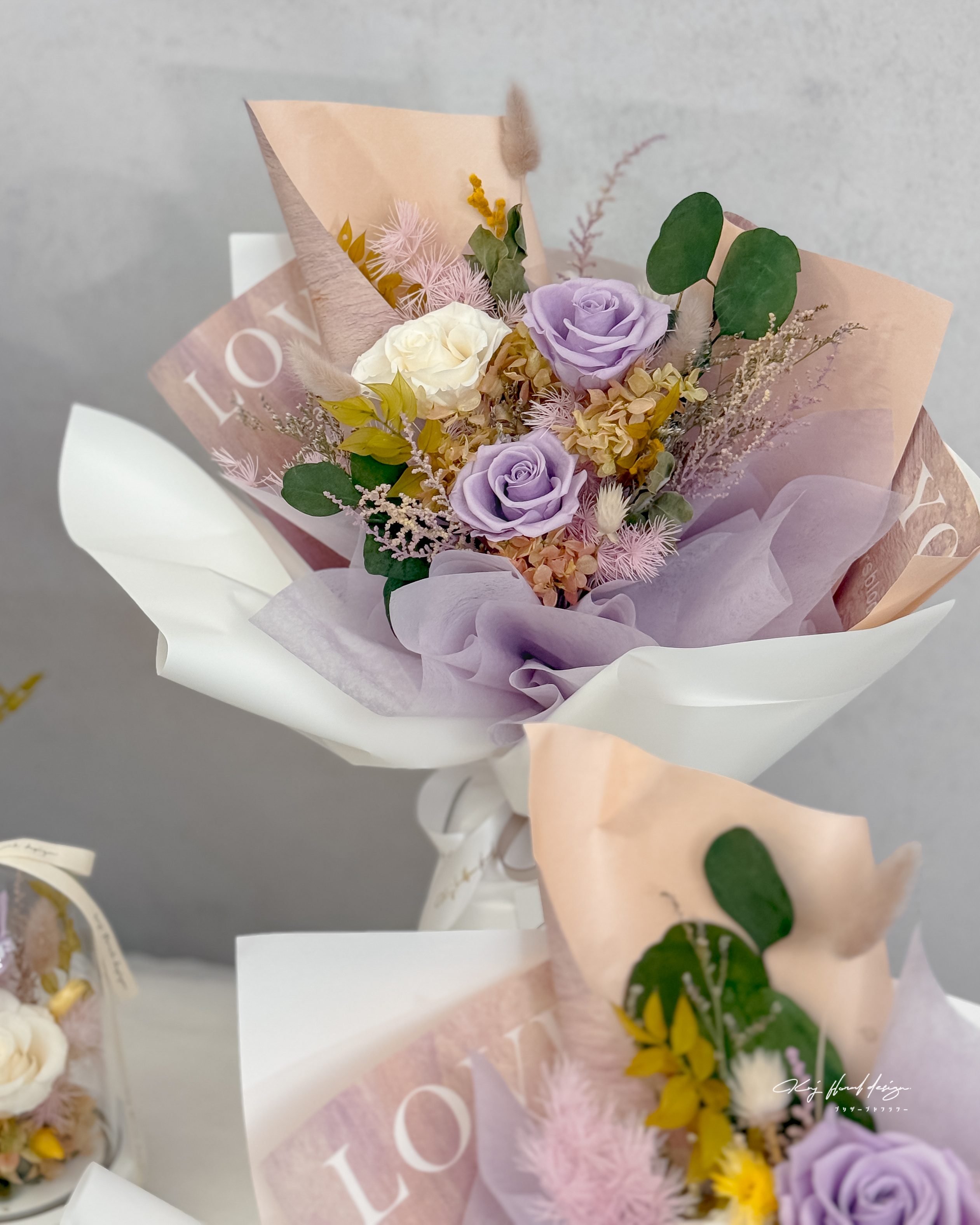 暮光薰影・三朵永生玫瑰花束