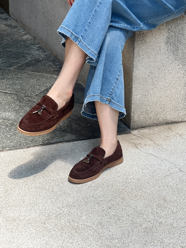 0812麂皮金釦樂福鞋