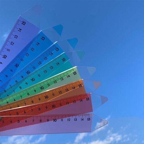 日本KYOEI．FUL 鉛筆造型 透明壓克力尺 15公分 共八色