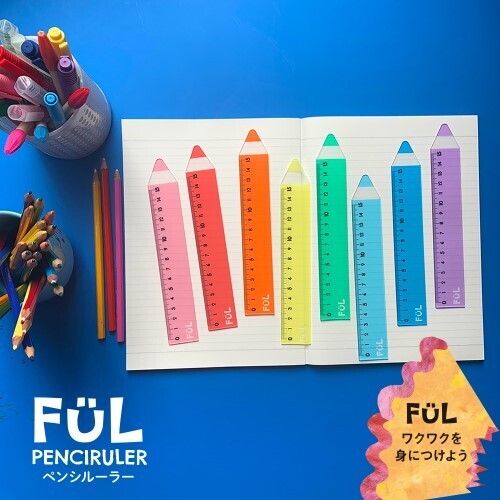 日本KYOEI．FUL 鉛筆造型 透明壓克力尺 15公分 共八色