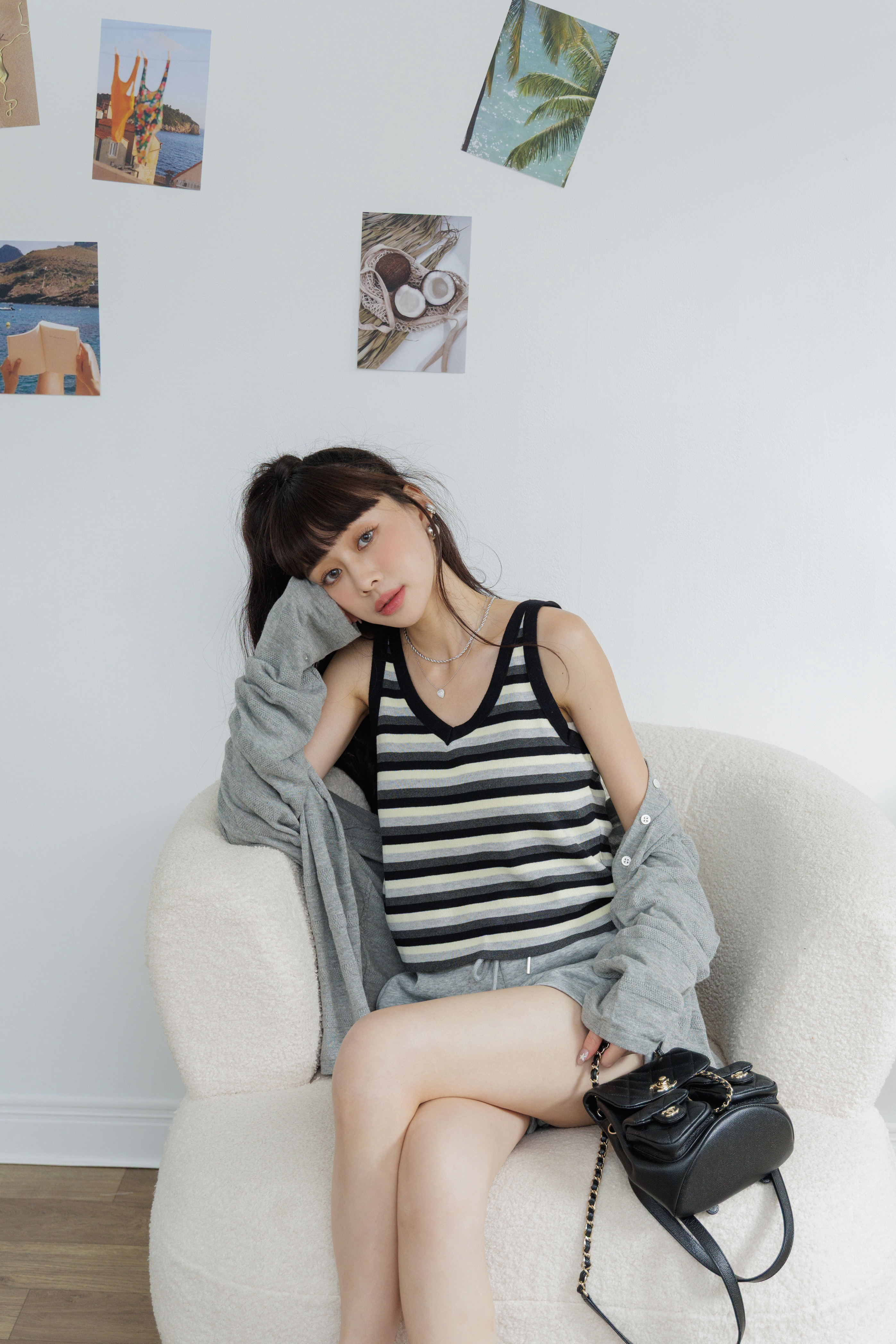 (現貨) 條紋V領小背心 K09