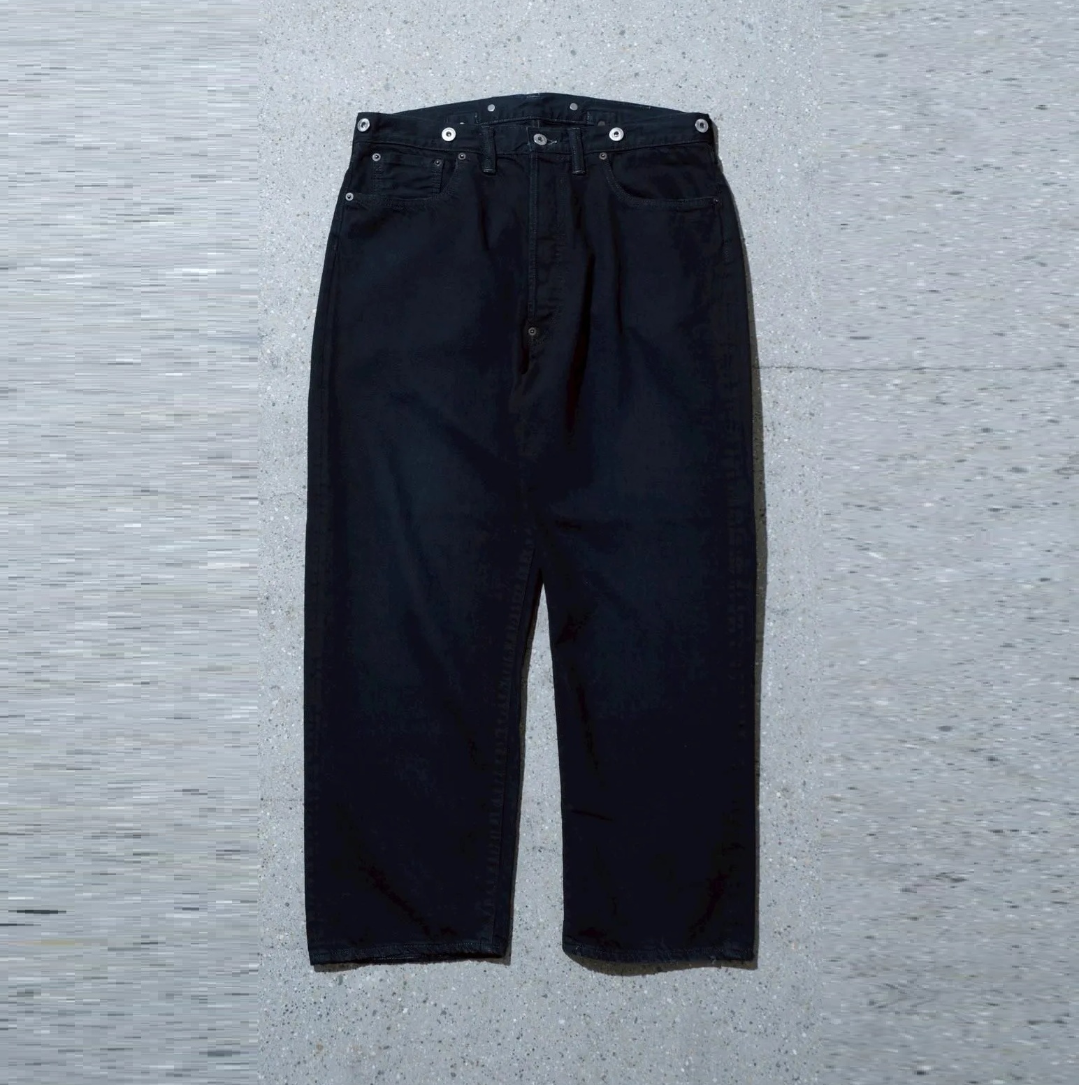 RE-STOCK : A.PRESSE 2025 A/W No.22 WASHED WIDE DENIM PANTS CUSTOM (25AAP-04-05) - BLACK PRE ORDER ITEM (預訂中)