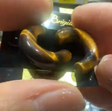 250809 - C6 黃金虎眼石U型耳環1對