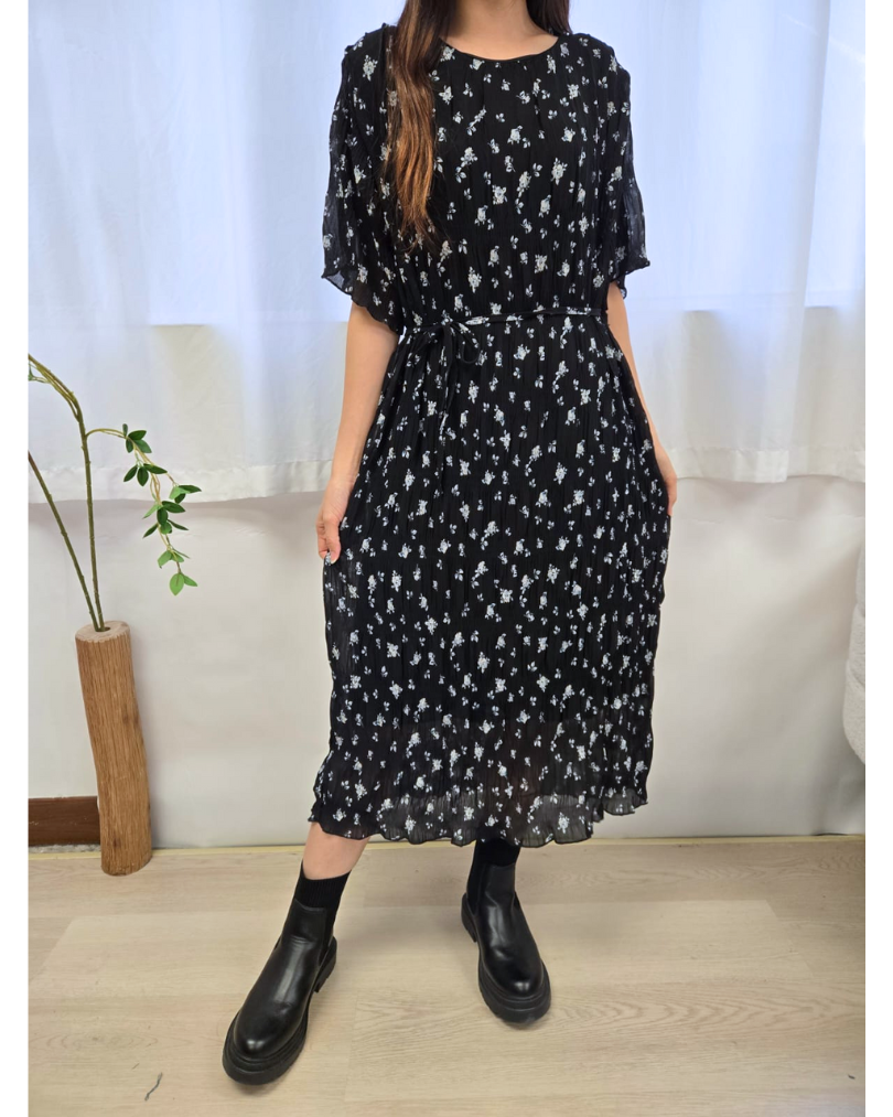 TE 碎花雪紡百褶 OP