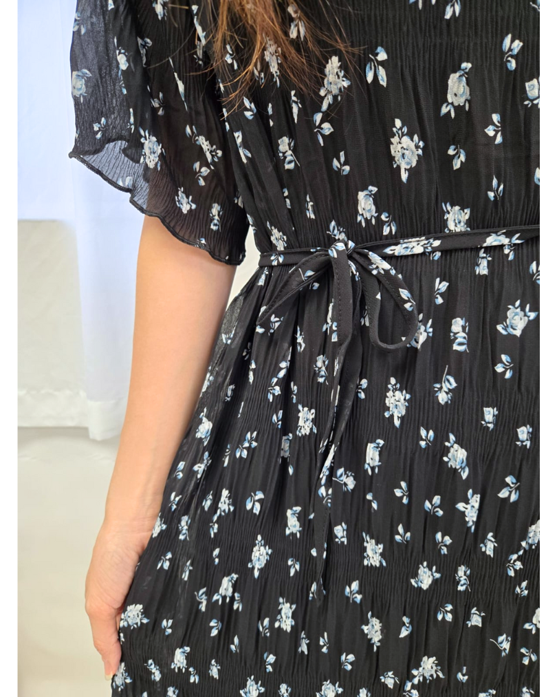 TE 碎花雪紡百褶 OP