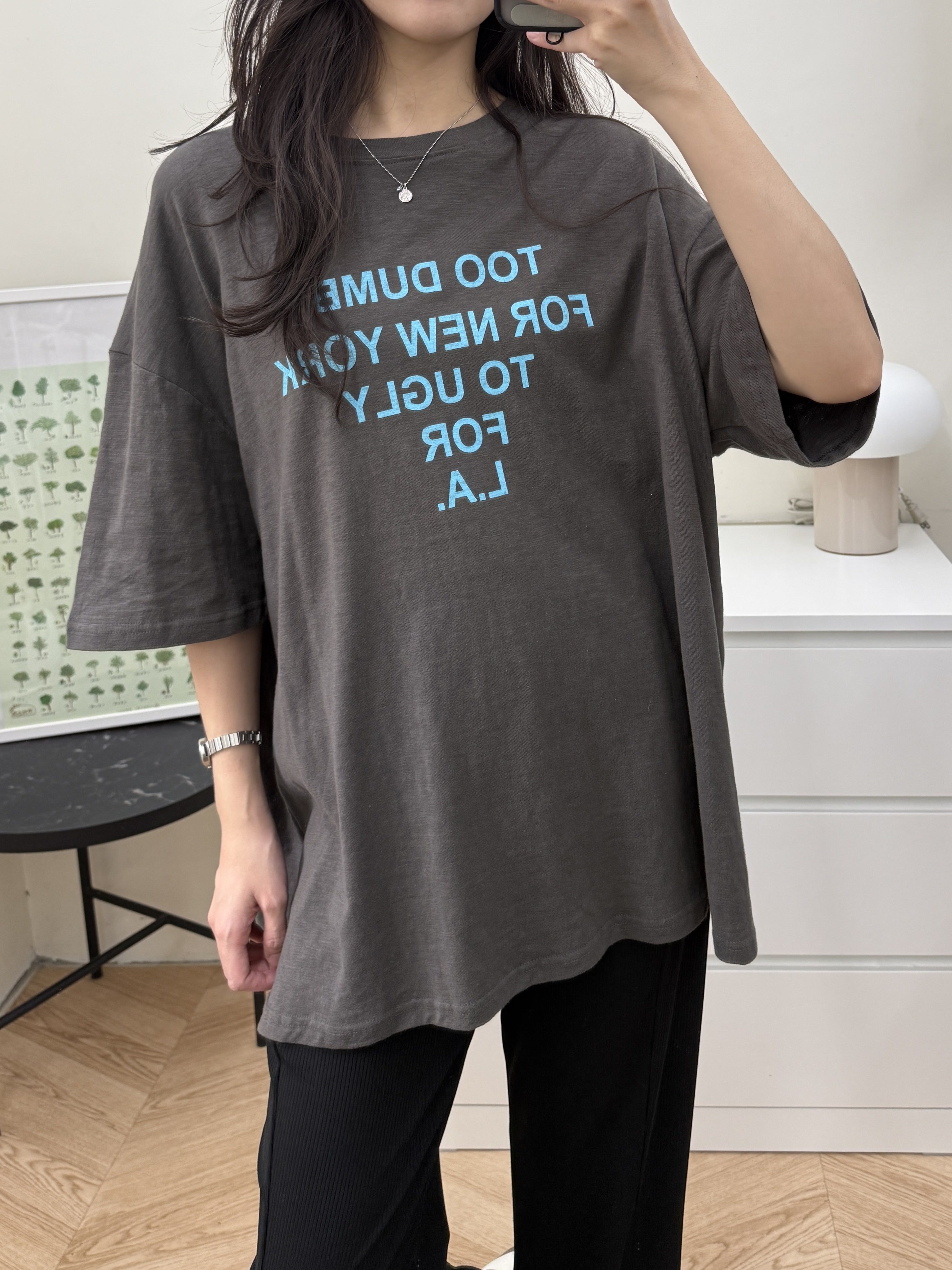 跳色英文字母純棉大T