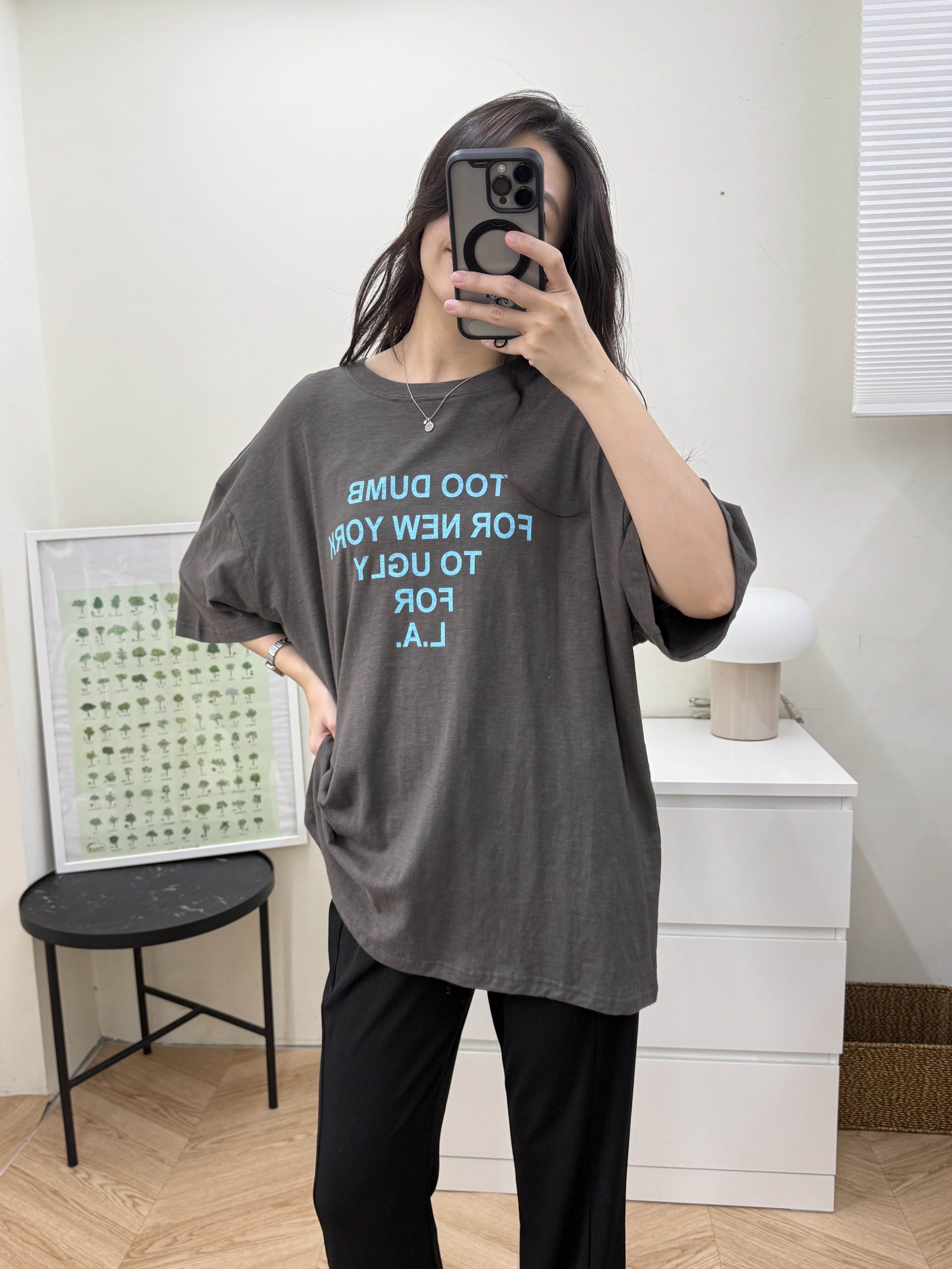 跳色英文字母純棉大T