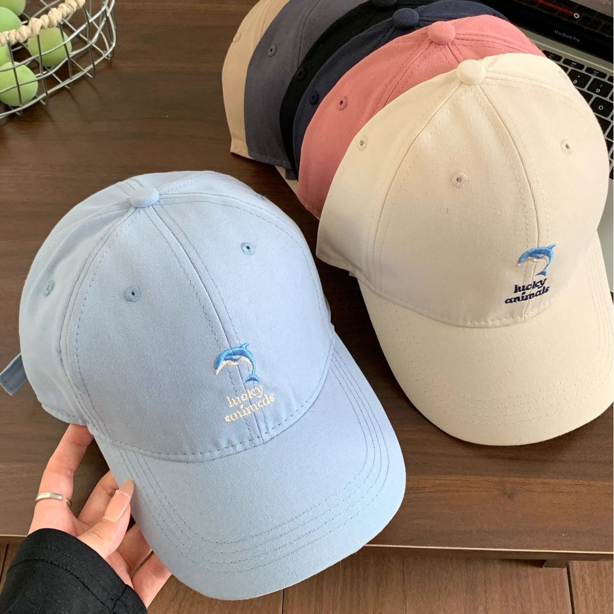 Korean Style Embroidered Dolphin Baseball Cap