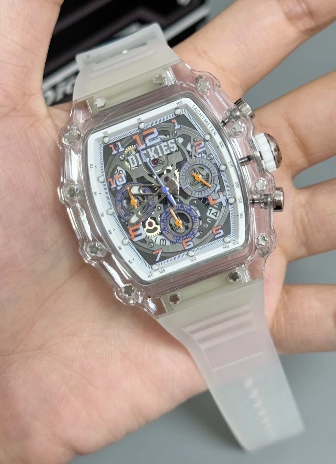 #現貨 DICKIES 石英錶 平替 理查德米勒 透明款 腕錶 白色 限量手錶 銀河系列 手錶