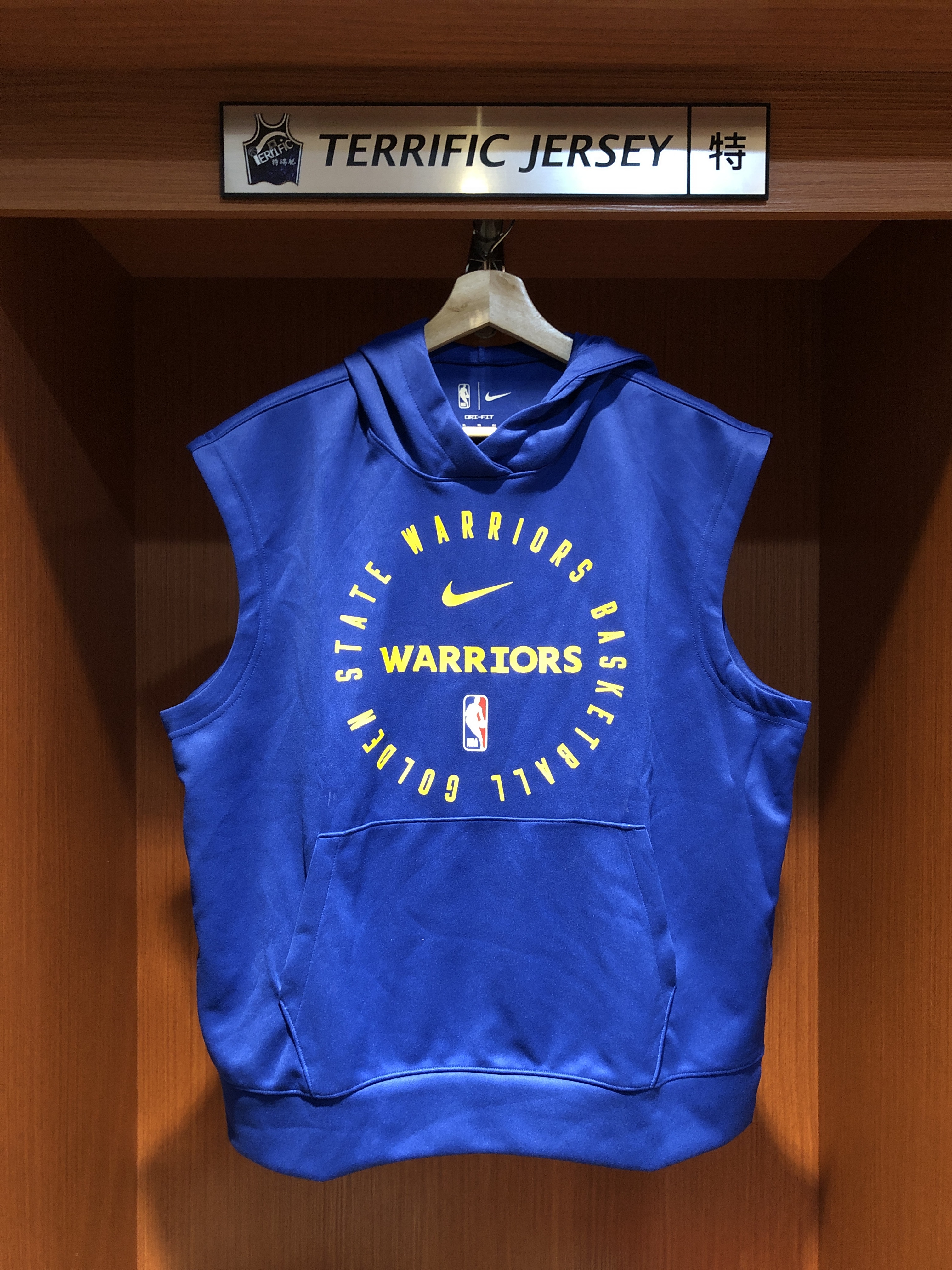 NBA短袖 Golden State Warriors 金州勇士藍 24-25 熱身無袖連帽上衣 球員實穿款 Nike Practice Hoodie 排汗 全新