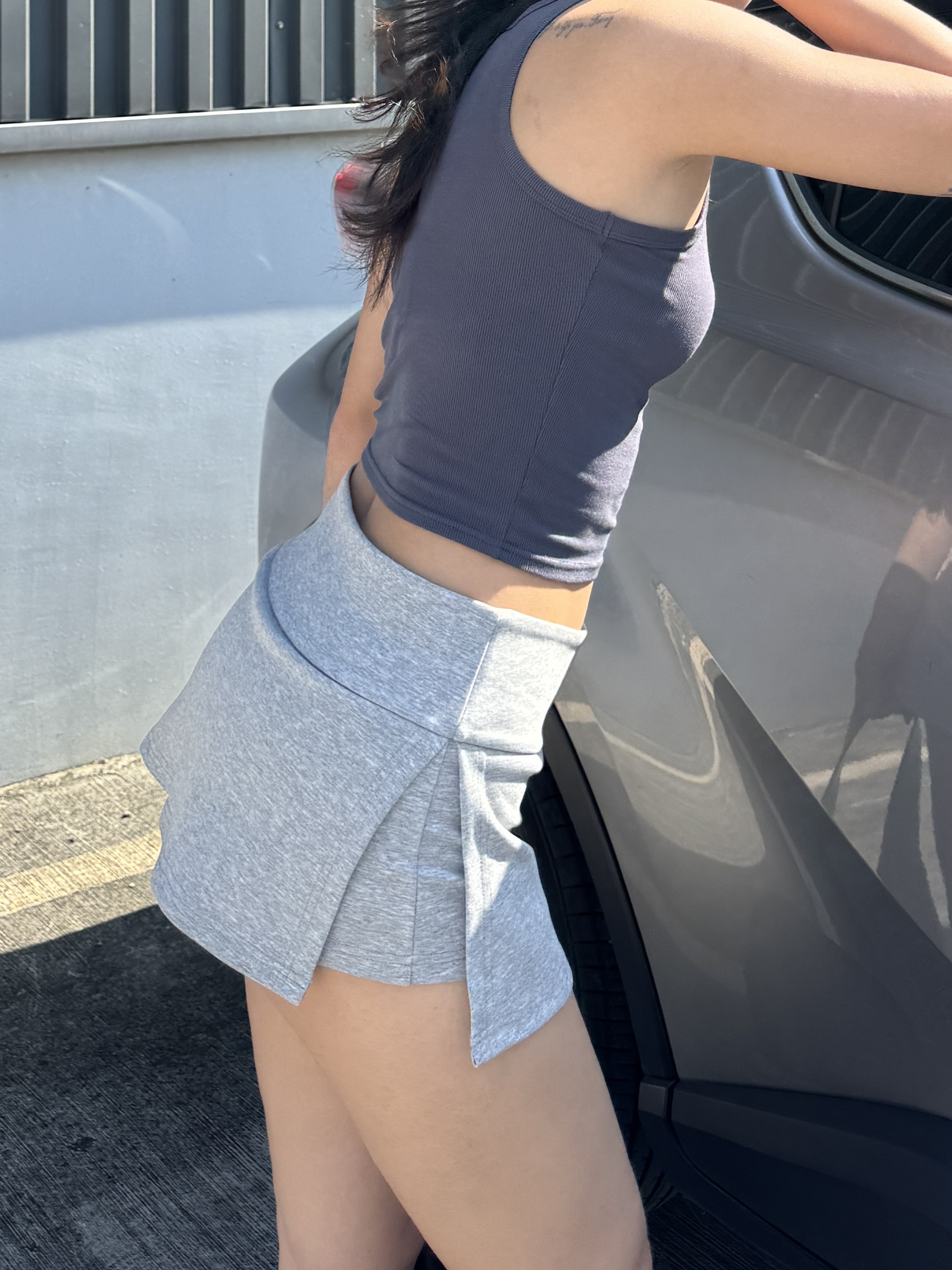 歐美側開衩A字褲裙(2色)