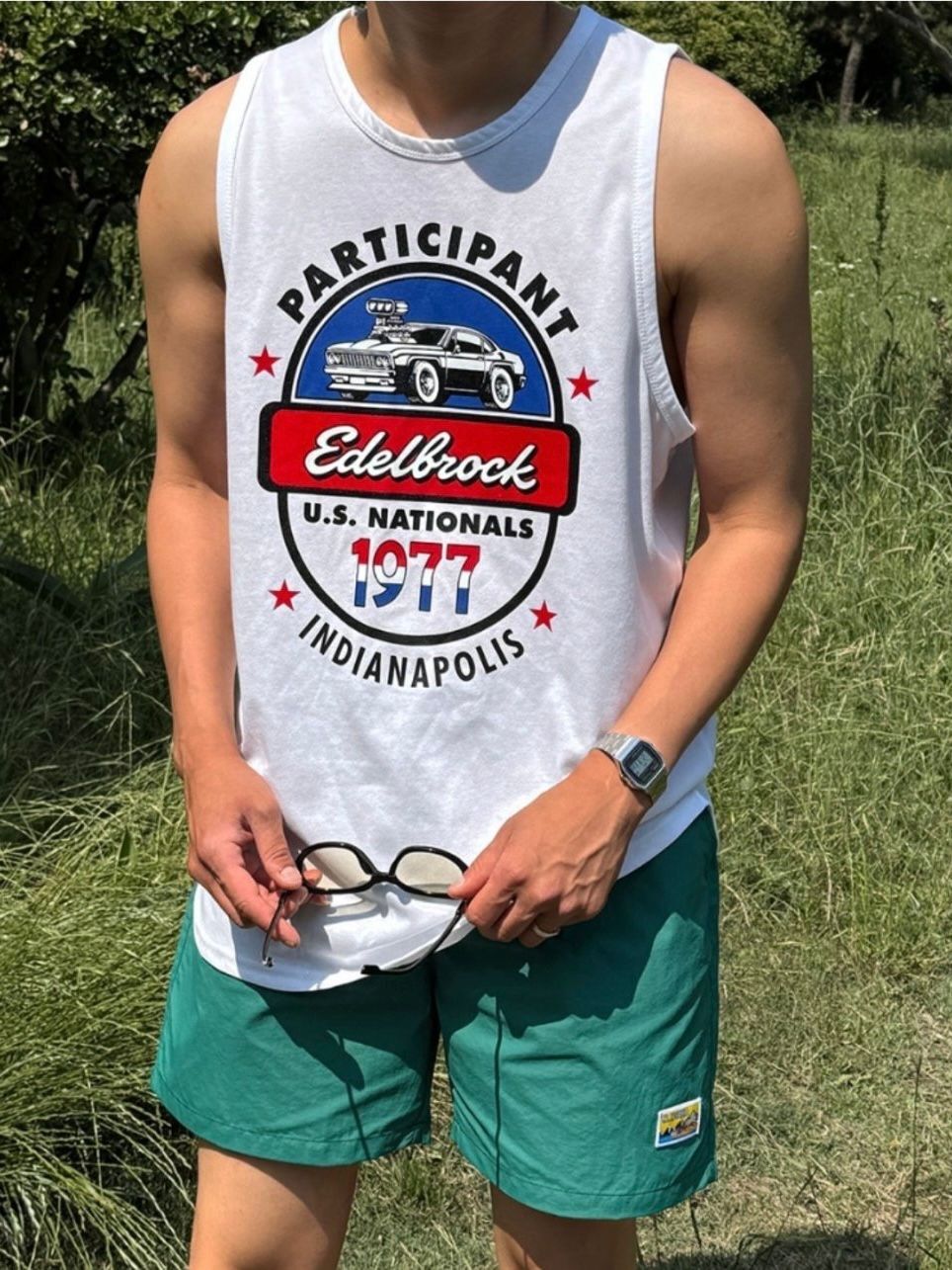 英文字圖案背心 V1153