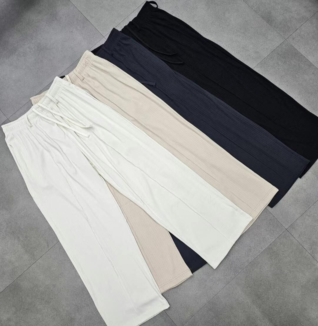 淨色暗直紋鬆身褲 P3156