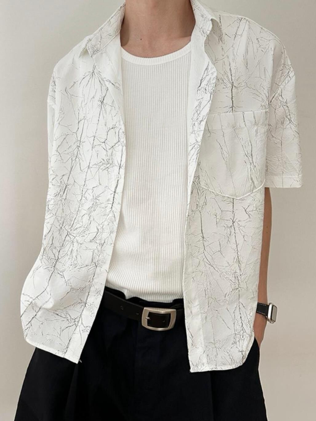 亂紋Boxy短袖恤衫 S2443