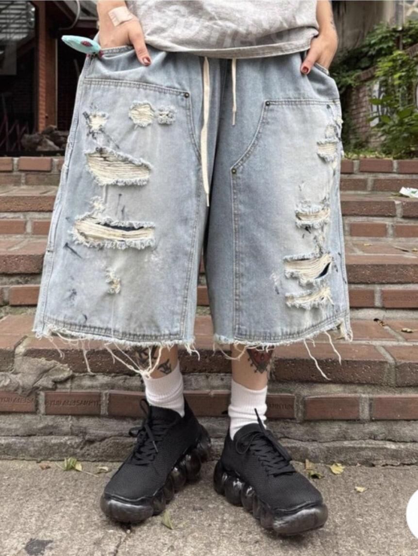 洗水破洞牛仔短褲 P3162