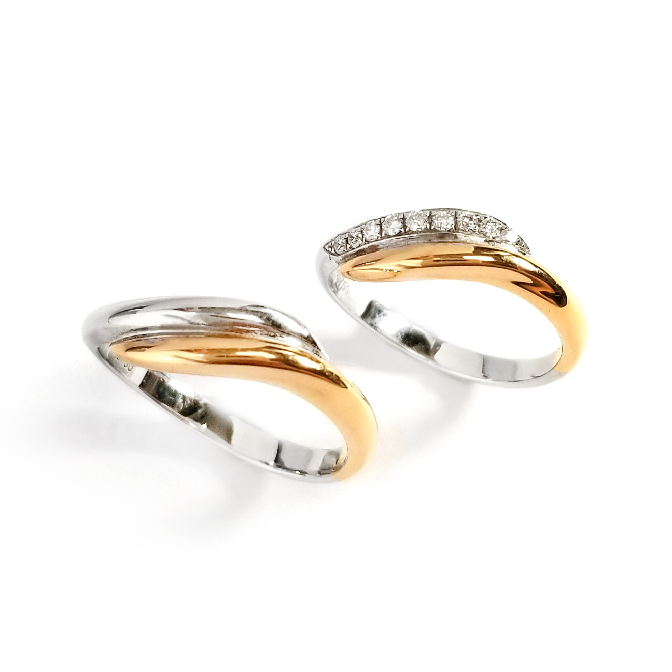 18K白金天然鑽石結婚戒指