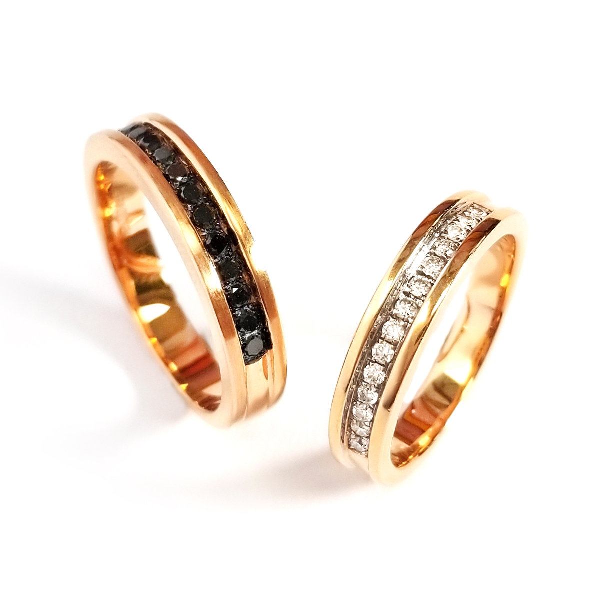 18K玫瑰金天然鑽石結婚戒指