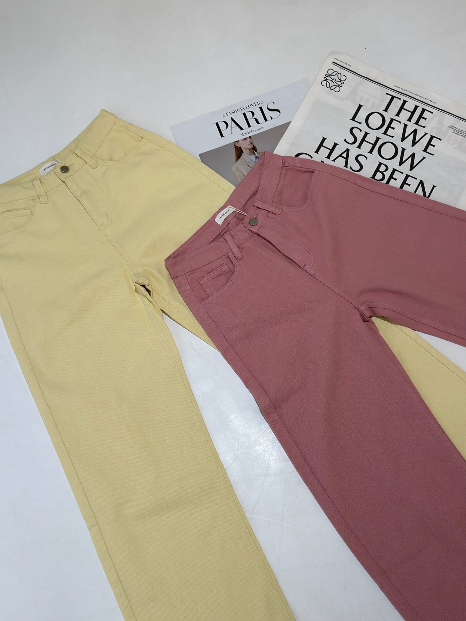 韓版金釦牛仔寬褲