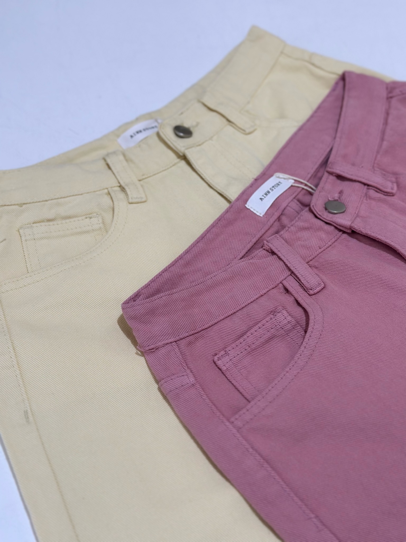 韓版金釦牛仔寬褲