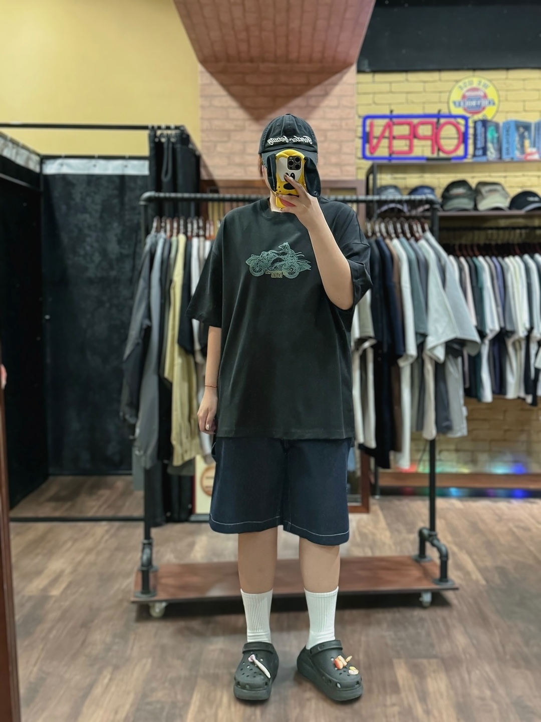 摩托熊發泡印花短TEE