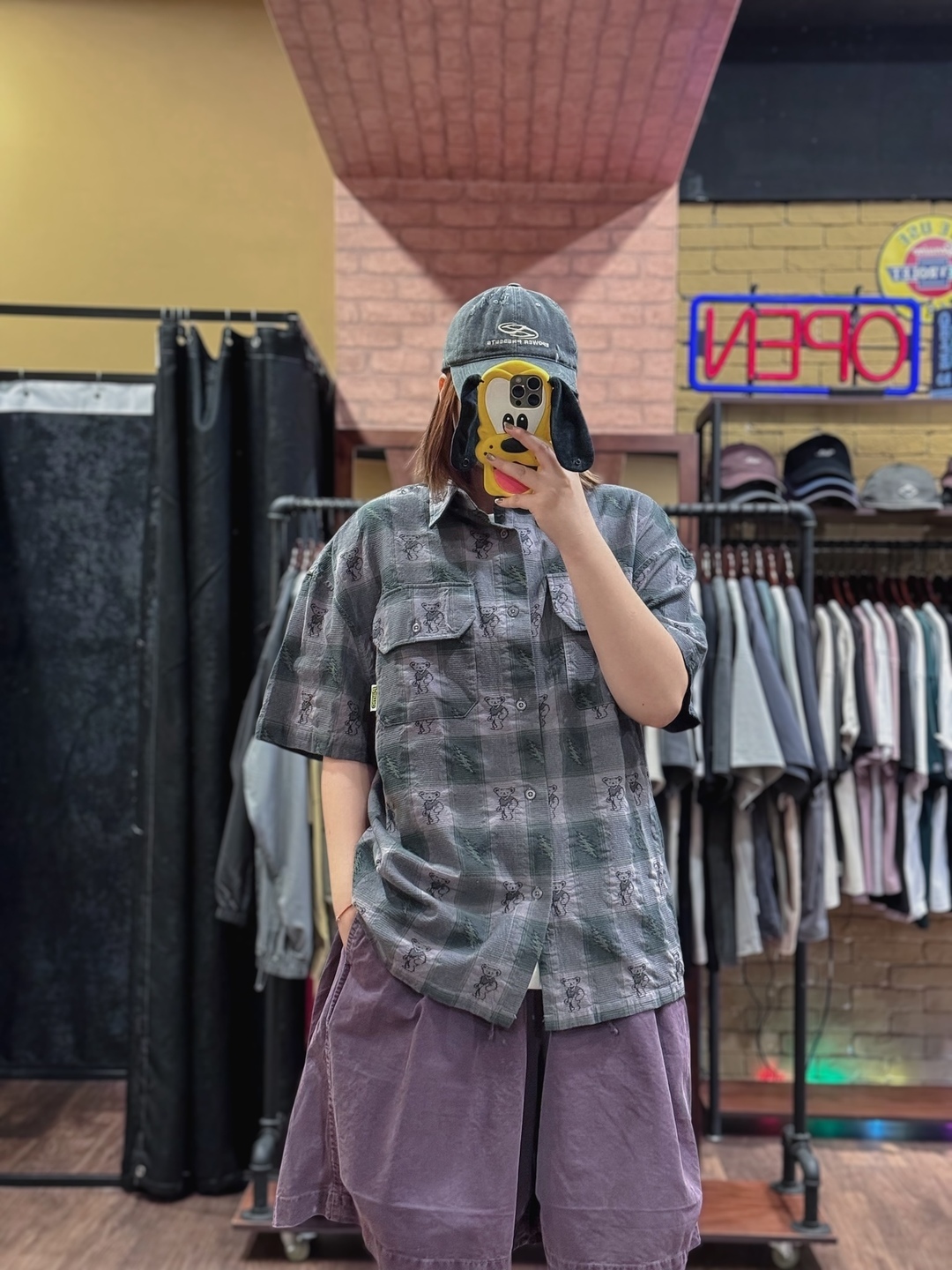 Electric電光小熊復古襯衫