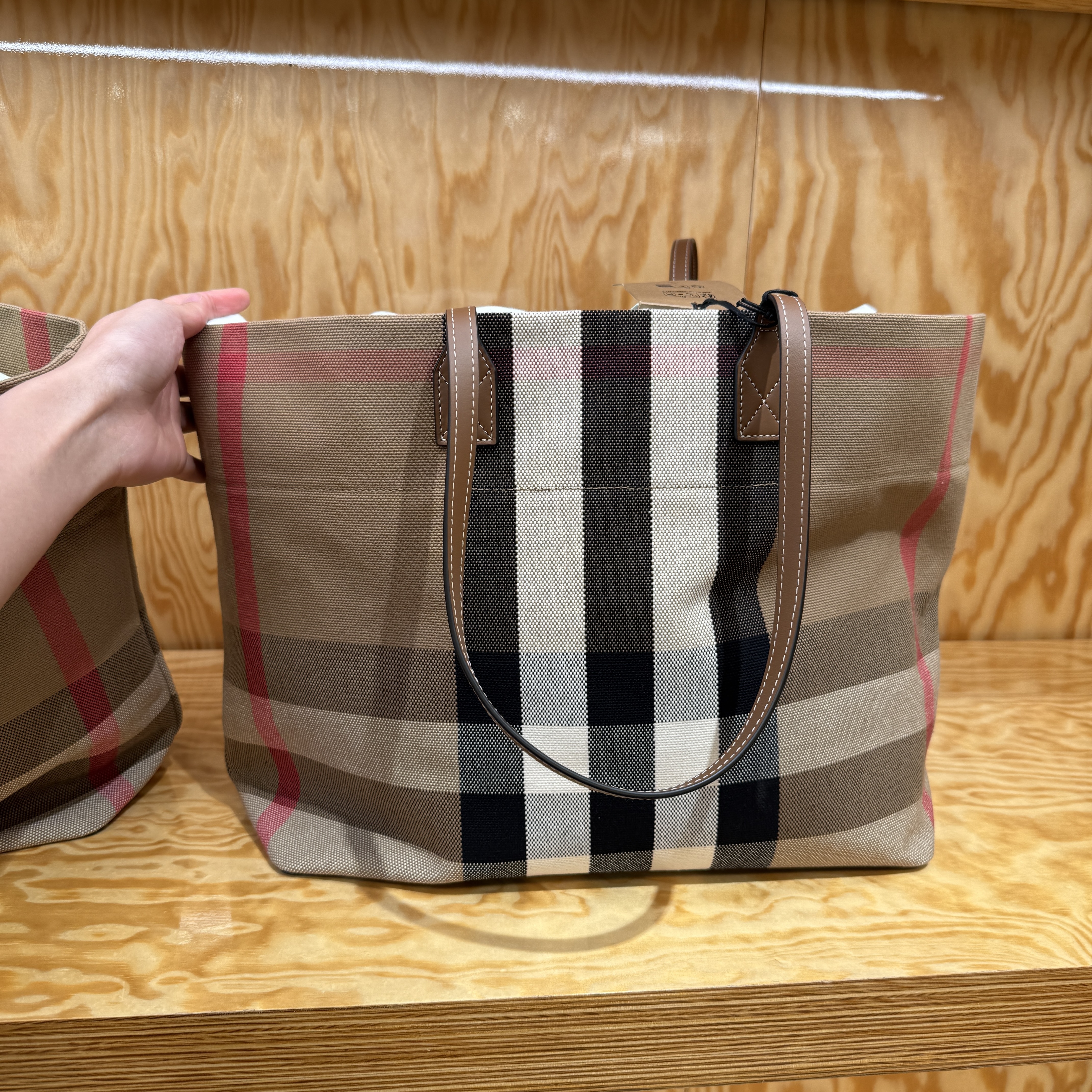Burberry London check tote bag Taupe Brown