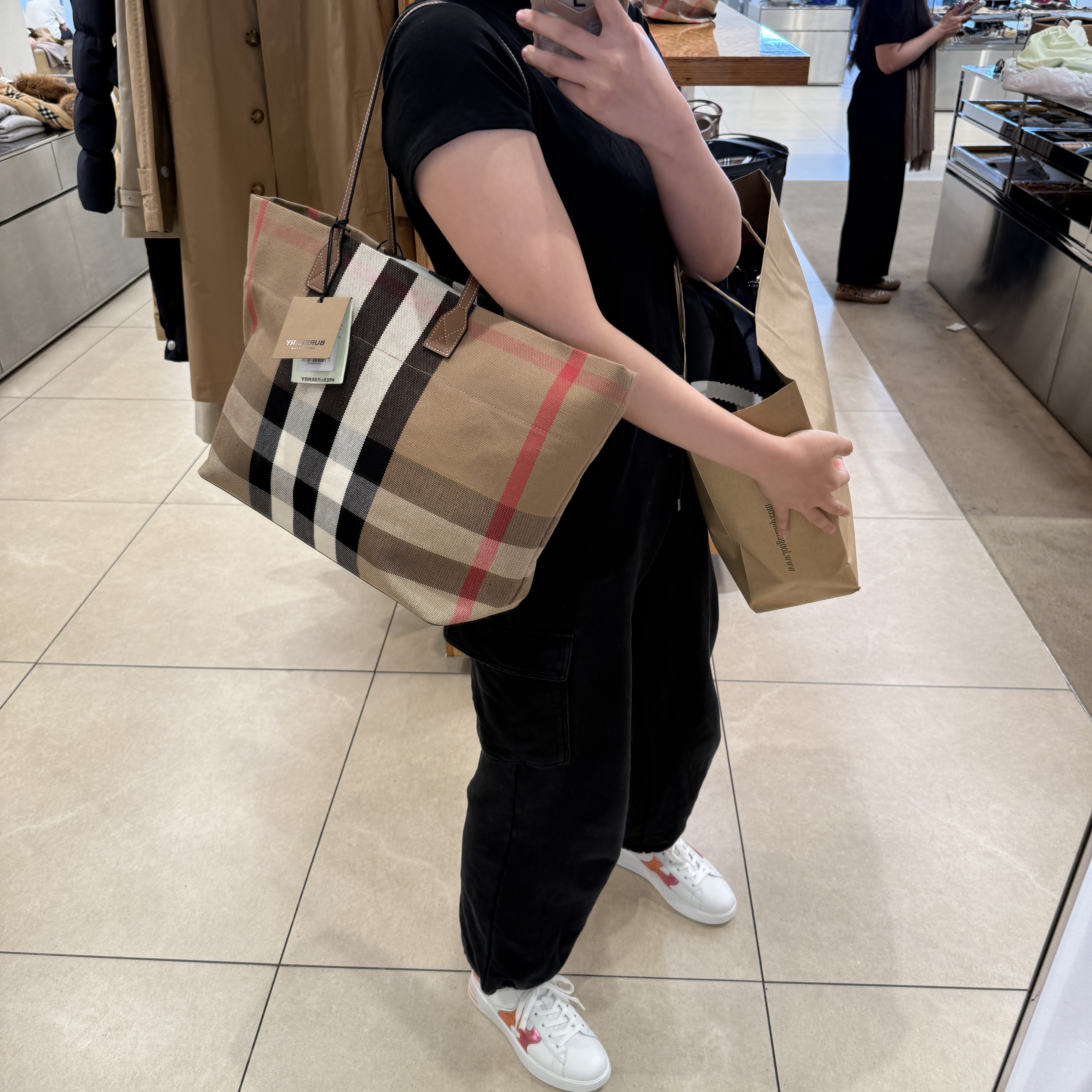 Burberry London check tote bag Taupe Brown