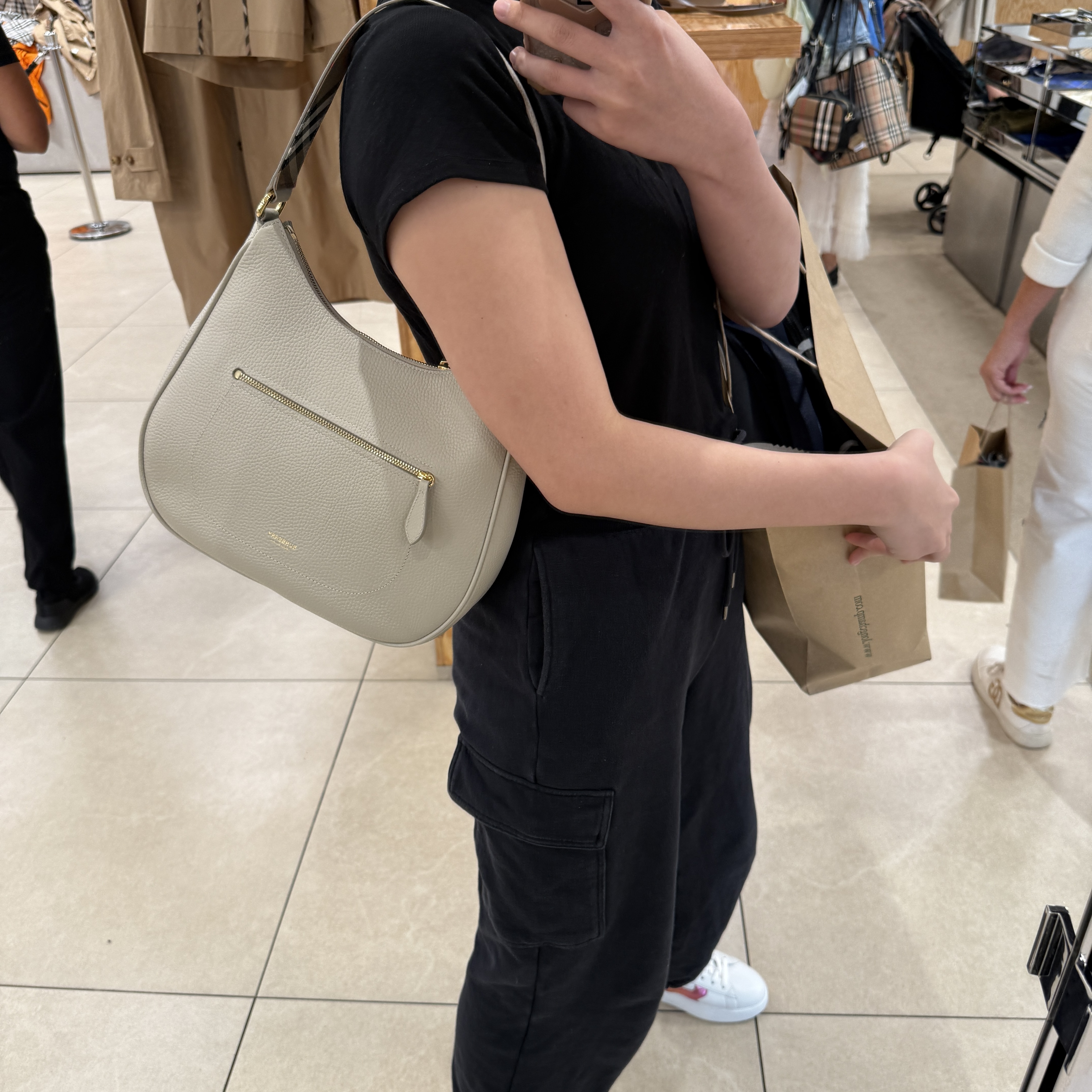 Burberry Calf Leather Hobo Shoulder Bag 3 colors