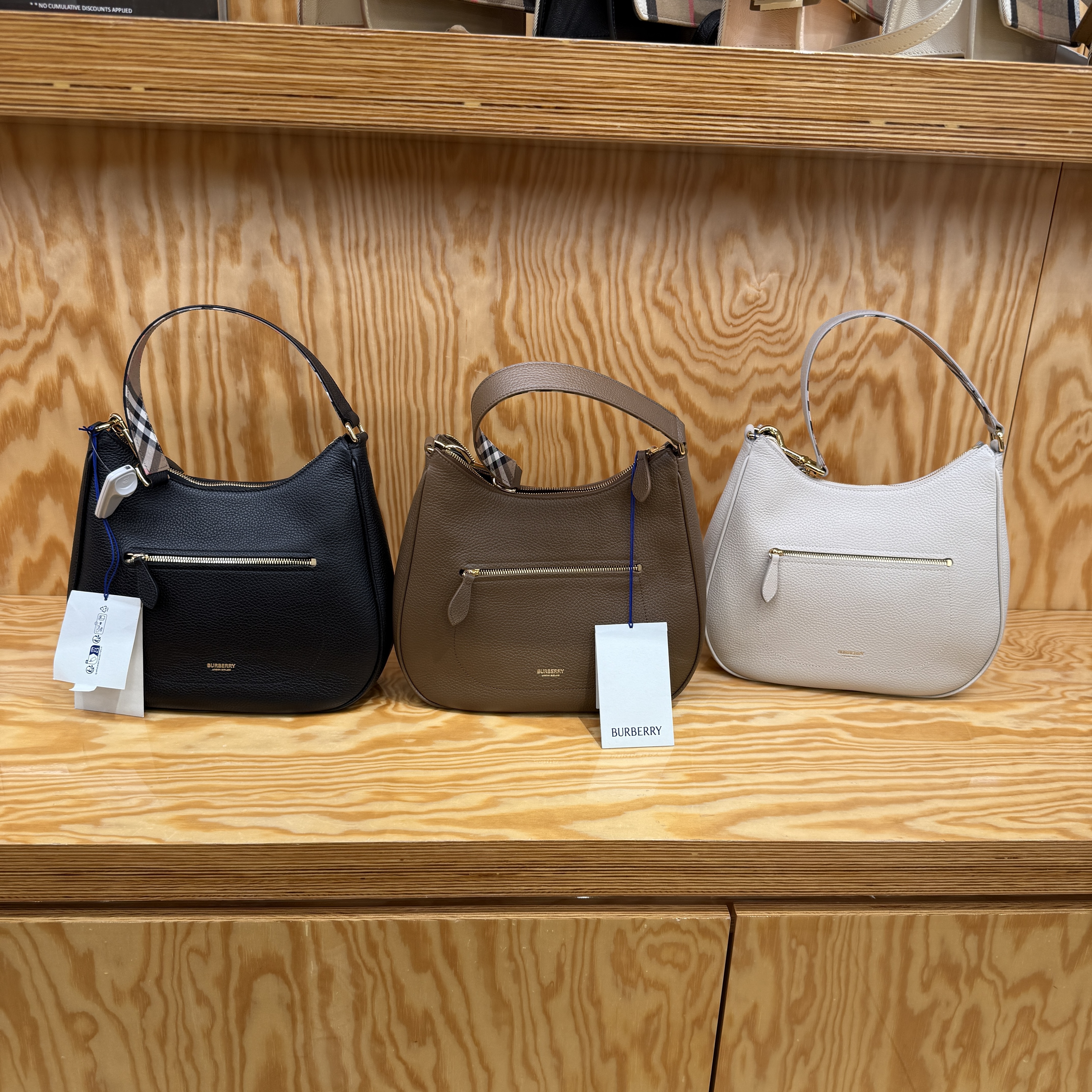 Burberry Calf Leather Hobo Shoulder Bag 3 colors