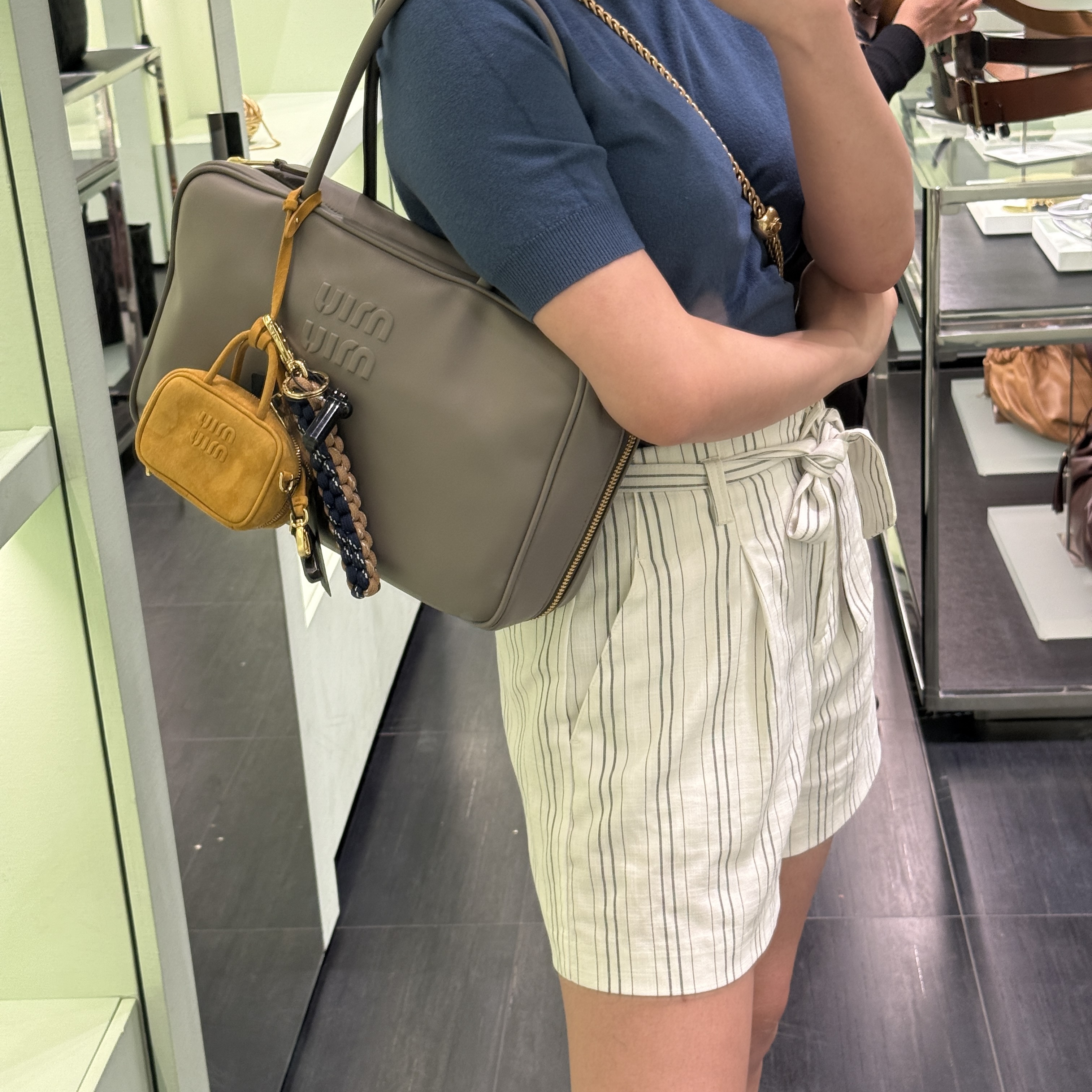 Miumiu Leather Beau bag Grey 5BB117 (excl Keychain)