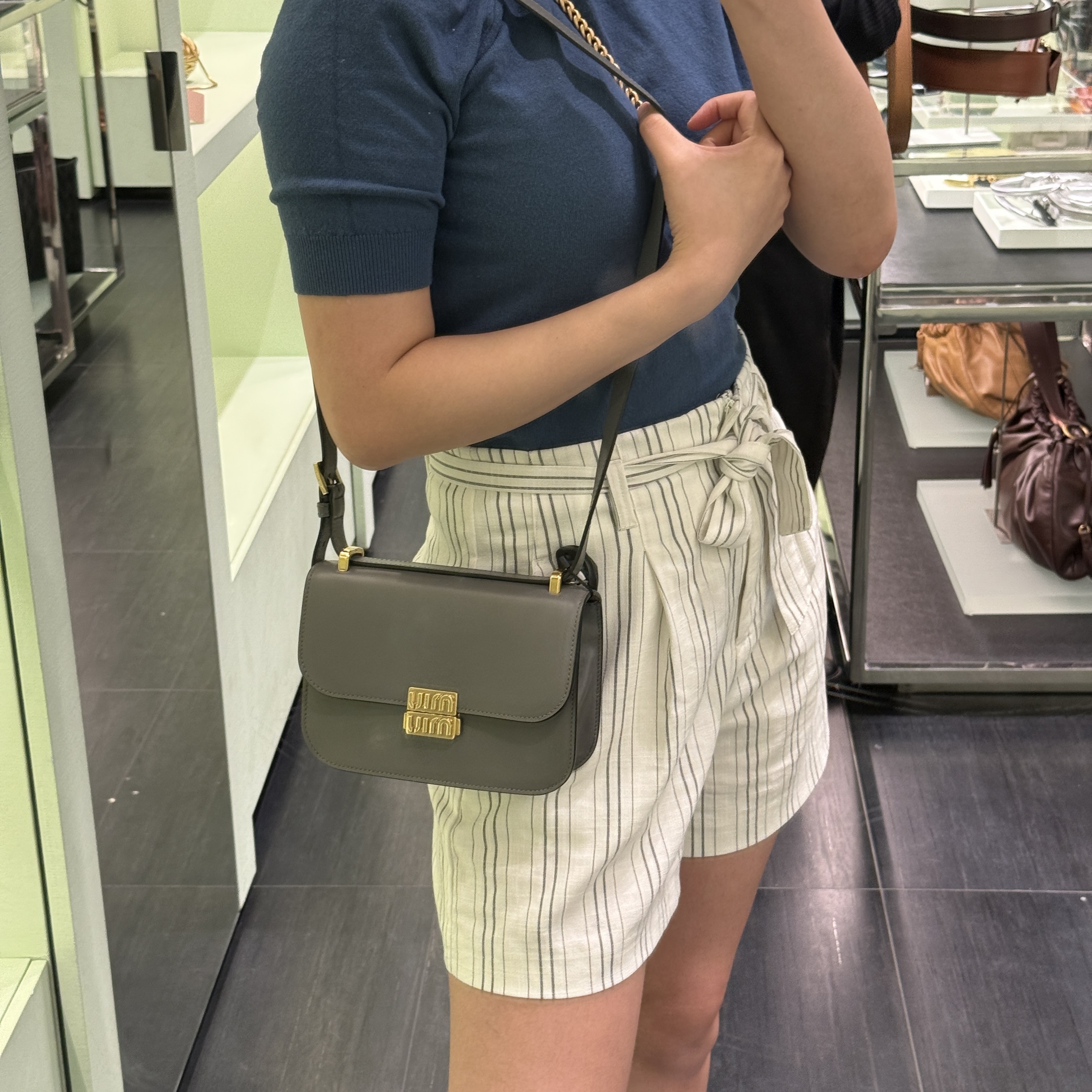 Miumiu Cubic Crossbody Bag Grey 5BD254