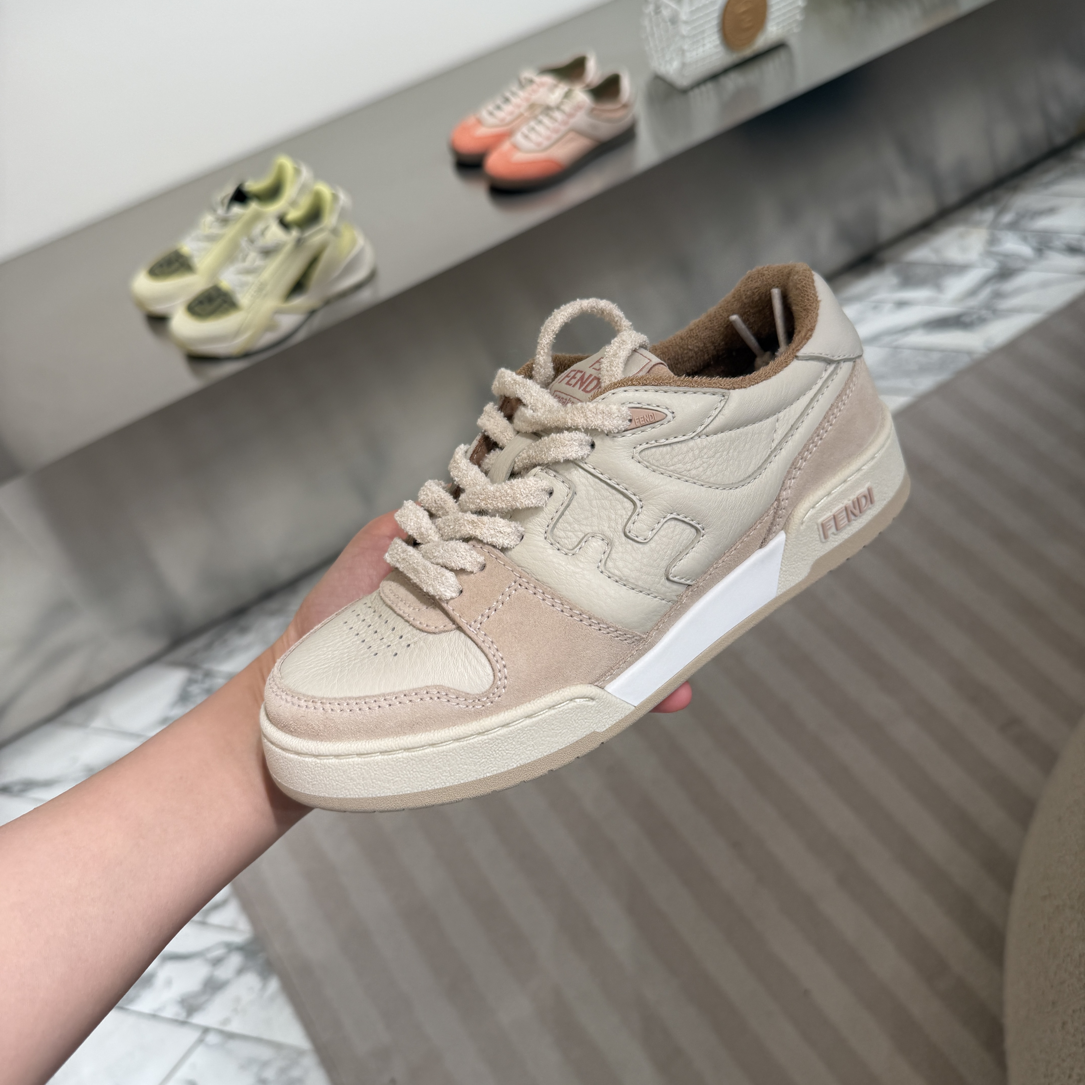 Fendi FF logo low top sneakers Beige