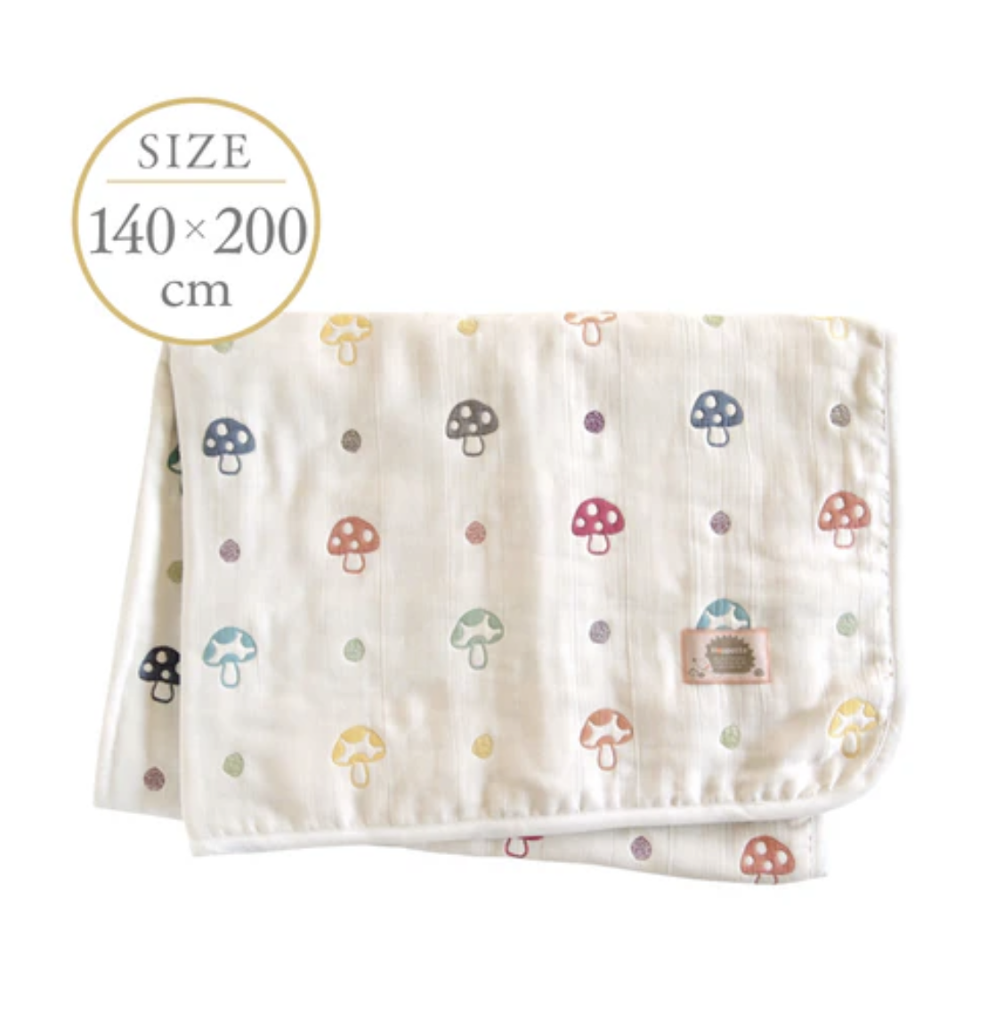 日本製 Hoppetta 蘑菇六重紗被 成人尺寸 約140×200cm
