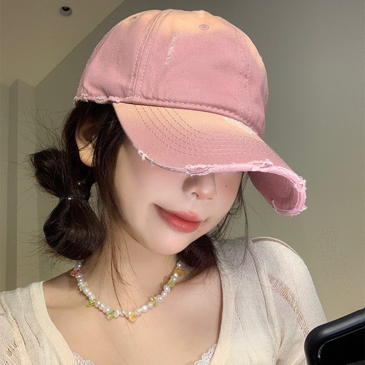 Vintage Denim Wide-Brim Distressed Baseball Cap