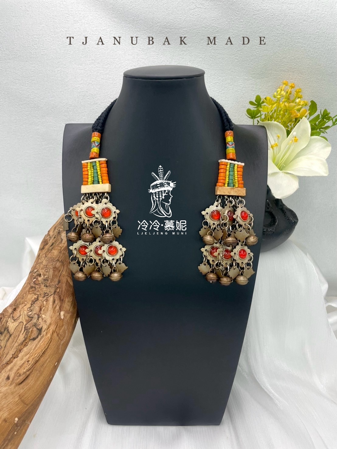 W-No.83傳統花珠少女耳掛13cm