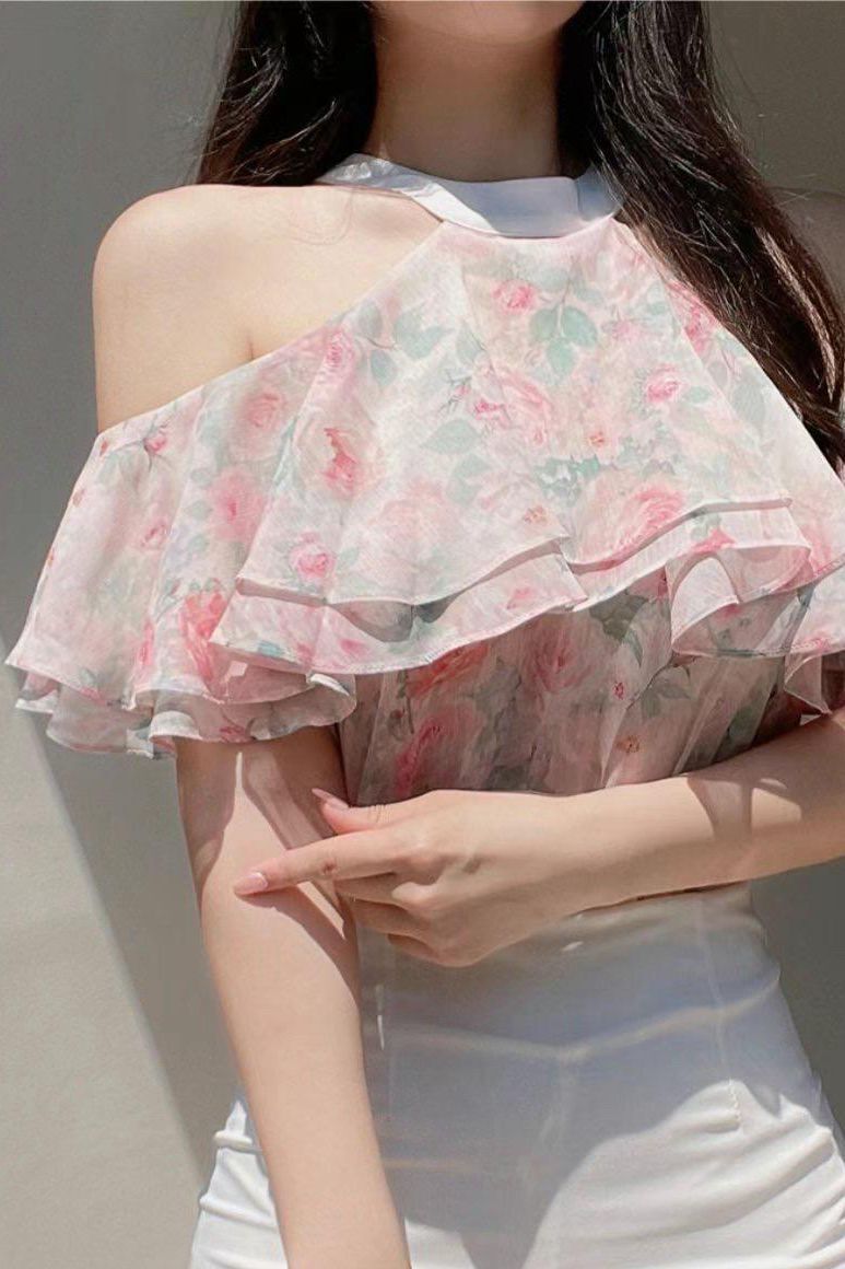 TOP#7628 🤍渾染色模糊薔薇上衣